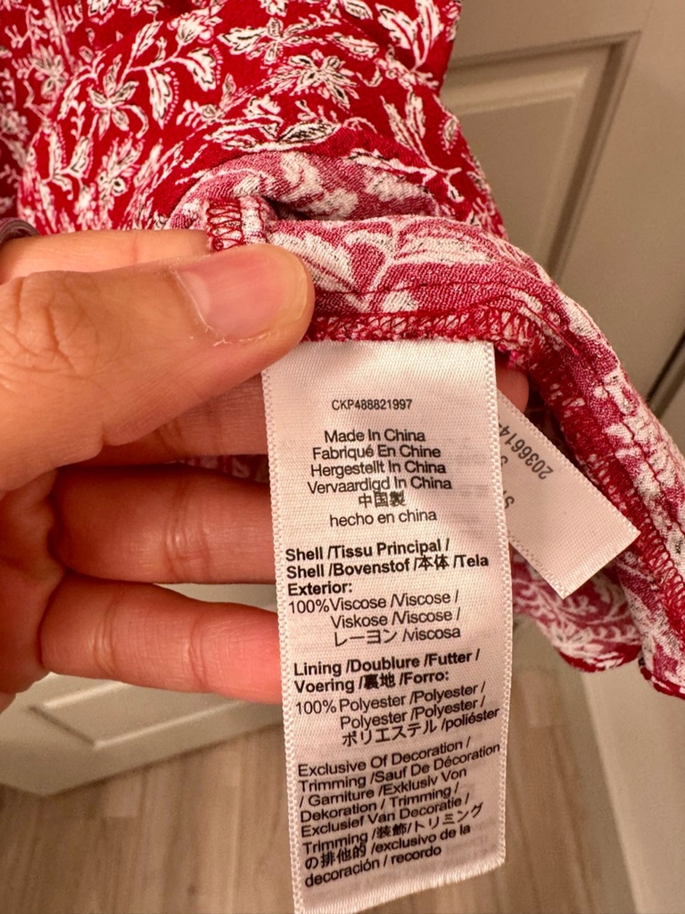 Madewell Red Floral Puff-Sleeve V-Neck Mini Dress - Picture 7 of 9
